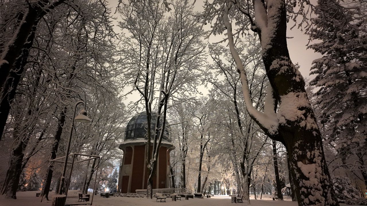 Pierwszy śnieg w Parku Staszica w Częstochowie, 26 listopada 202