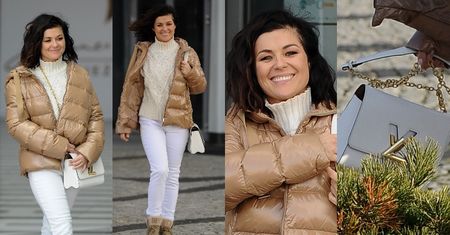Uśmiechnięta Katarzyna Cichopek w jesiennej stylizacji wywija radośnie torebką Louis Vuitton za 15 tysięcy (ZDJĘCIA)