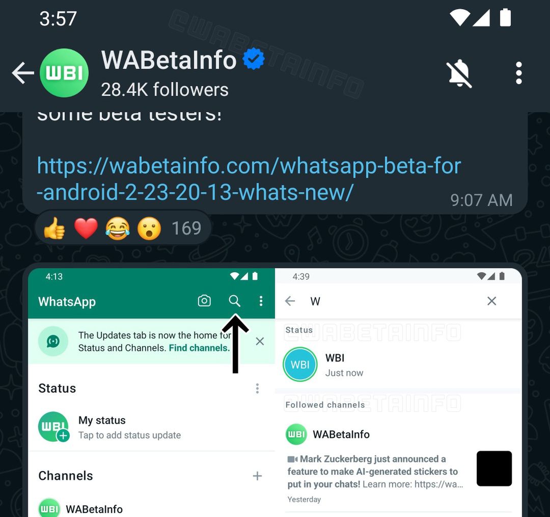 The new (blue) symbol of a verified WhatsApp channel - visible next to the name