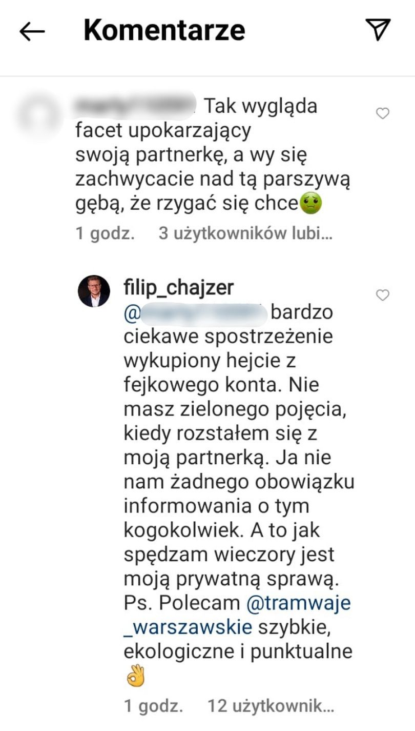 Filip Chajzer odpowiada na zarzuty internauty