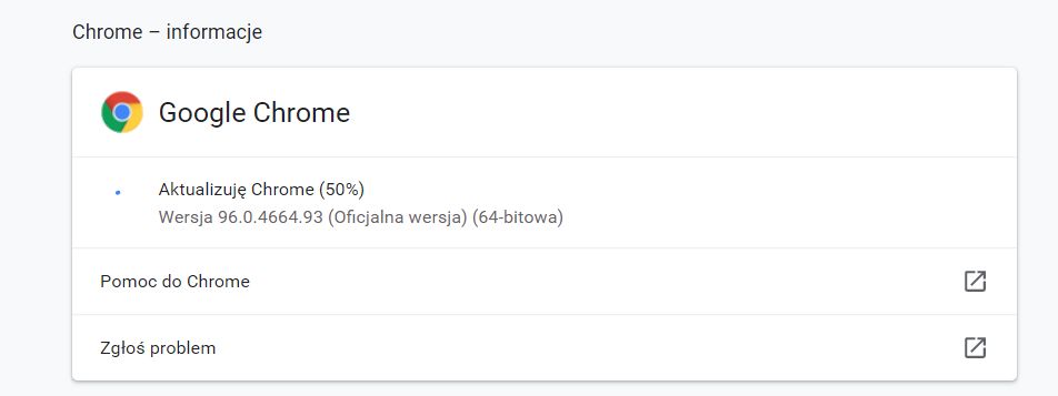 Aktualizacja Google Chrome