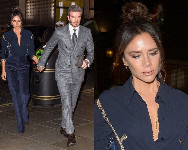 Elegancki David Beckham ciągnie żonę na branżową kolację