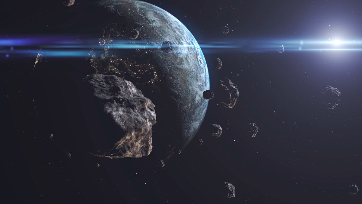 asteroids, planet, spectacular, gigantic, scary, fantasy, atmosphere, fiction, danger, stones, illustration, days, earth, apocalypse, swarm, crater, cosmos, meteor, armageddon, nature, destruction, end, comet, catastrophe, rocks, world, extinction, sun, global, solar, death, science, background, field, system, collision, astronomy, outer, impact, space, 3d, safety, debris, meteorite, warning, dinosaur, killer, sky