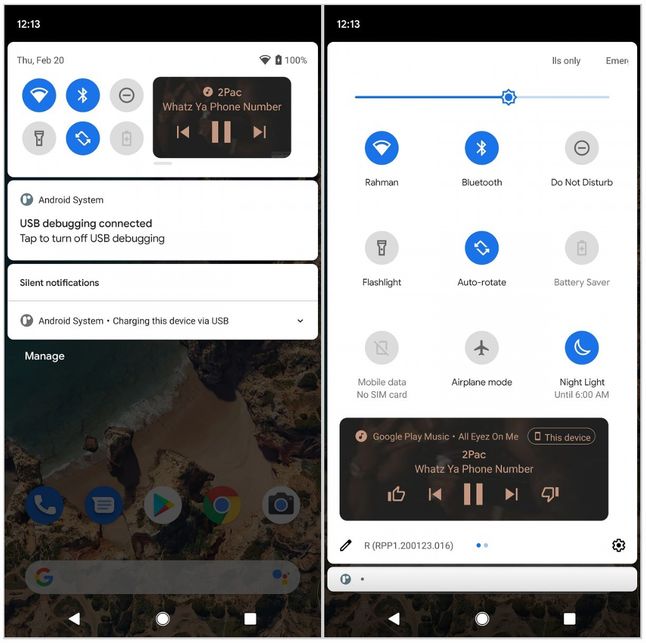 Nowy układ powiadomień i skrótów do sterowania odtwarzaczem w Androidzie 11, fot. XDA Developers.