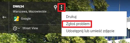 Pierwszy etap zgłaszania wniosku o zamazanie budynku w Street View