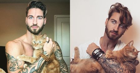"Ciacho Tygodnia": model, który ćwiczy... swoim kotem (ZDJĘCIA)
