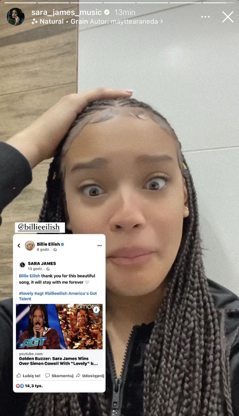 Billie Eilish udostępniła na swoim profilu występ Sary James w "Mam talent"! 13-latka jest w szoku