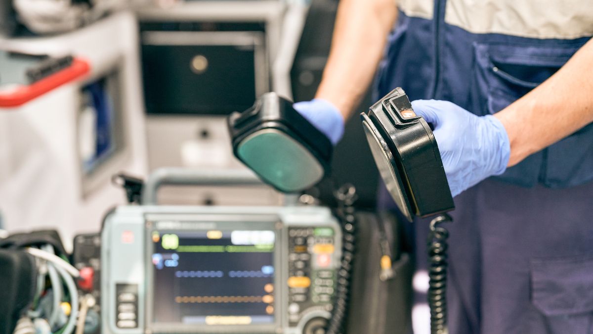 paramedic using a defibrillator
Rawlstock