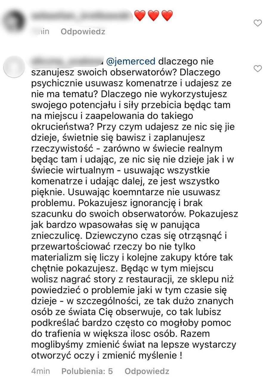 Jessica Mercedes usuwa komentarze o rzezi delfinów na Wyspach Owczych