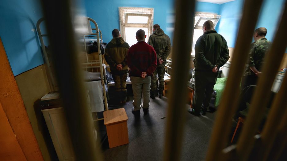 Russian Prisoners of war at a secure location in Dnipro Ukraine
04.05.2022. The Sun talks to Russian Prisoners of war at a secure location in Dnipro Ukraine. Both prisoners are called Alex.  

Material must be credited "The Sun/News Licensing" unless otherwise agreed. 100% surcharge if not credited. Online rights need to be cleared separately. Strictly one time use only subject to agreement with News Licensing,Image: 688809383, License: Rights-managed, Restrictions: Usage is subject to our terms and conditions. Electronic storage is prohibited., Model Release: no, Credit line: Peter Jordan / News Licensing / Forum
Peter Jordan / News Licensing / Forum
The Sun, journalists, prisoners, armed conflict, talking, Peter Jordan, Jerome Starkey, Alex, Ukraine