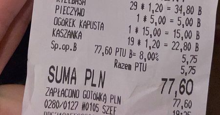 Kaszanka w Krakowie. Kobieta pokazała paragon. "Rozbój w biały dzień"