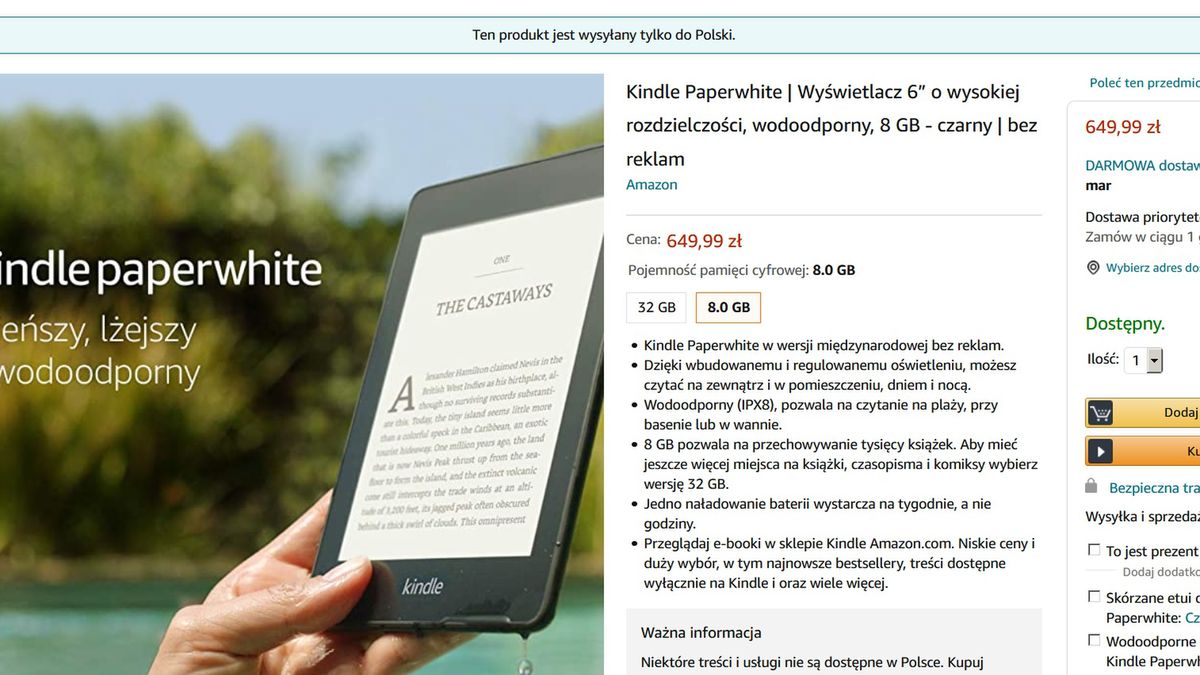 Amazon już w Polsce, więc Kindle kupimy łatwiej. Ale nie taniej 1