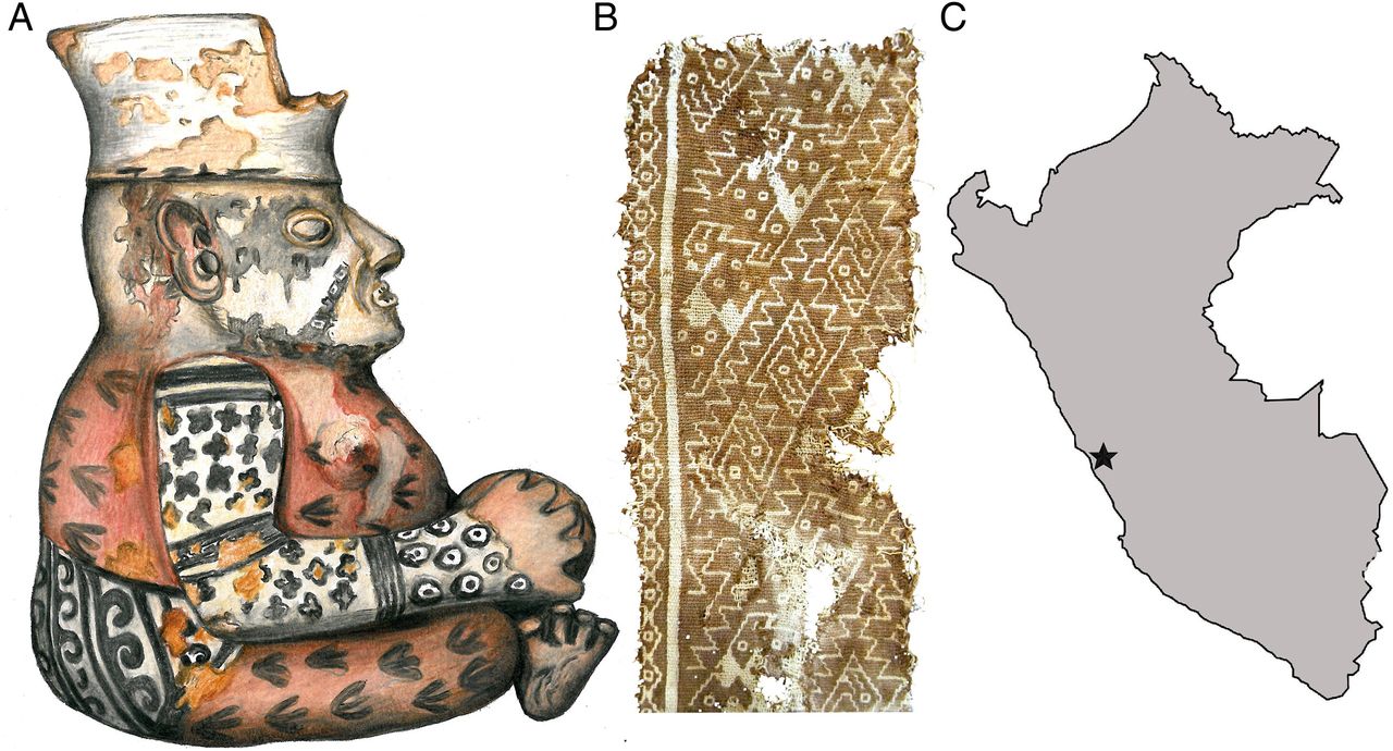 Kultura Chancay z Peru. Zdjęcie z artykułu opublikowanego w PNAS "Ukryta artystyczna złożoność peruwiańskiej kultury Chancay odkryta w tatuażach dzięki fluorescencji stymulowanej laserem"