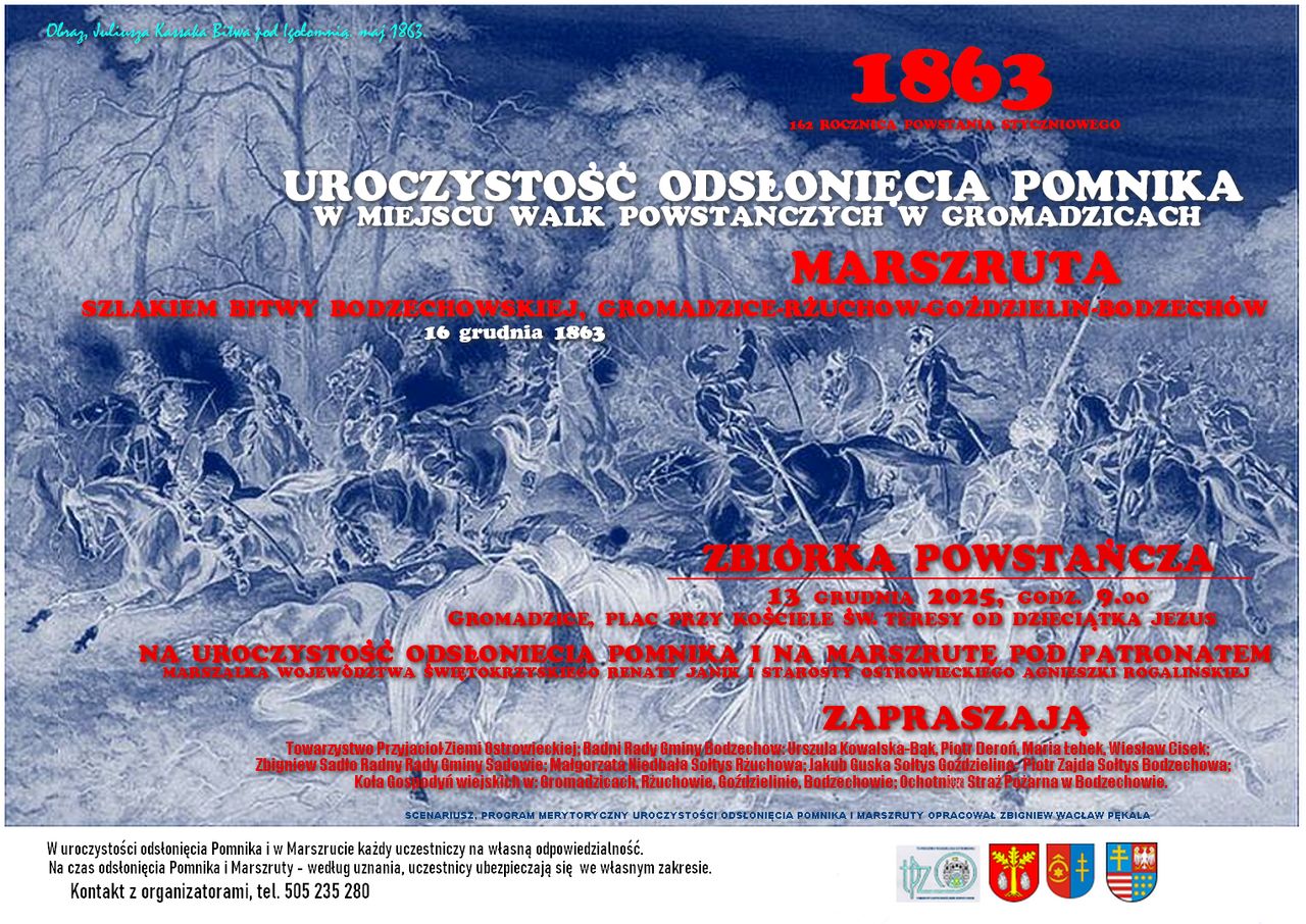 W Gromadzicach upamiętnią początek Bitwy Bodzechowskiej. W sobotę odsłonięcie tablicy i marszruta historycznym szlakiem