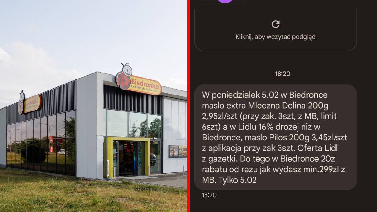 „W Lidlu drożej niż w Biedronce” - treść sms-a wysłanego przez Biedronkę do klientów