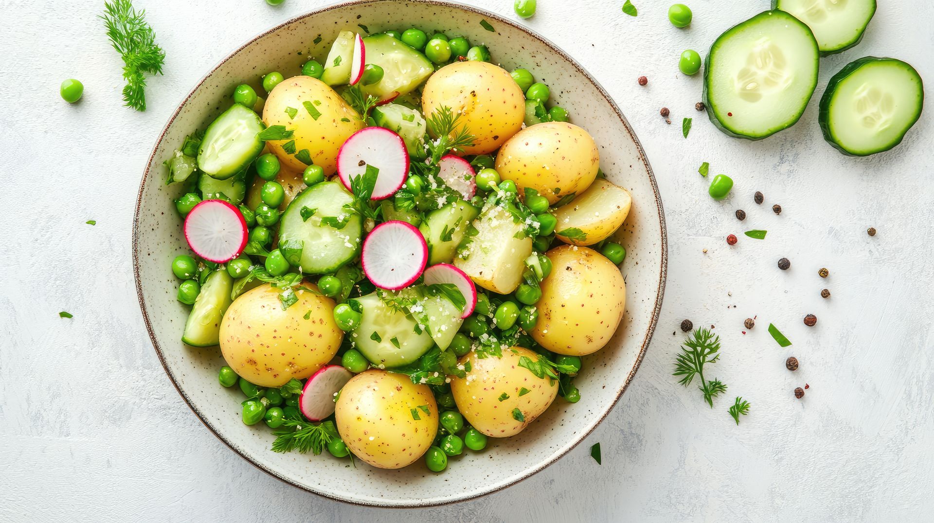 Fresh garden vegetable salad with new potatoes, green peas, cucumbers, and radishes on a light background top view. Healthy meal concept.
salad, vegetables, fresh, garden, healthy, meal, potatoes, new, peas, green, cucumbers, radishes, top, view, light, background, nutritious, dish, ingredients, food, vibrant, cuisine, organic, mix, summer, natural, bowl, colorful, fiber, diet, protein, wholesome, refreshing, gourmet, vegetarian, delicious, seasonal, detox, vibrant, dietetic, nutrient, weightloss, raw, eco-friendly, catering, plating, appetizer, portion, recipe, salad, vegetables, fresh, garden, healthy, meal, potatoes, new, peas, green, cucumbers, radishes, top, view, light, background, nutritious, dish, ingredients, food, vibrant, cuisine, organic, mix, summer, natural, bowl, colorful, fiber, diet, protein, wholesome, refreshing, gourmet, vegetarian, delicious, seasonal, detox, dietetic, nutrient, weightloss, raw, eco-friendly, catering, plating, appetizer, portion, recipe