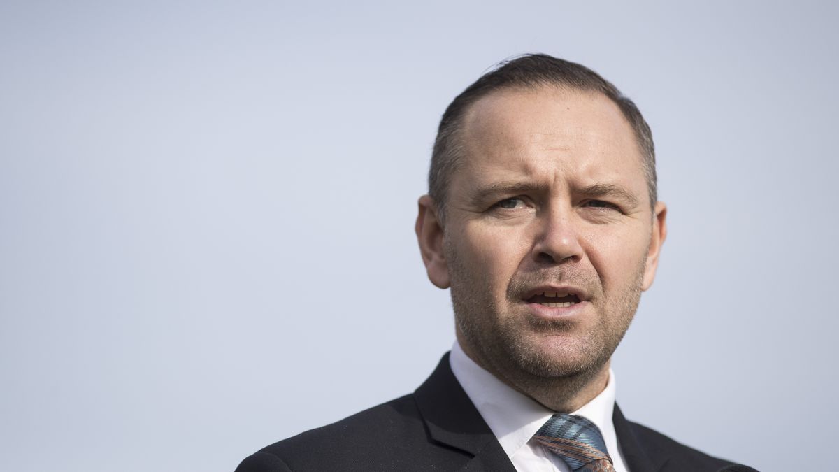 Karol Tadeusz Nawrocki chiec of IPN seen during Demolition of the Red Army monument in Lubnice, Poland on October 12, 2023. (Photo by Maciej Luczniewski/NurPhoto via Getty Images)