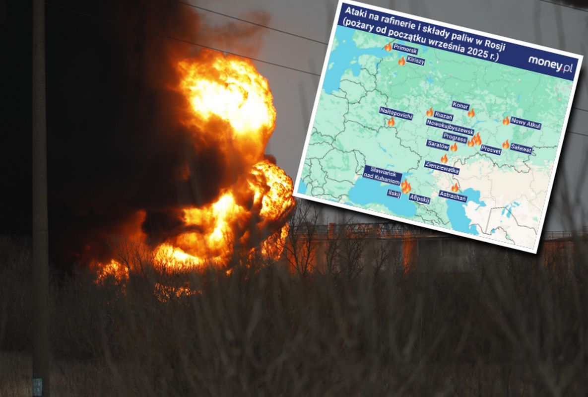 Rosyjskie zaplecze naftowe uszkodzone. Dwie ważne rafinerie nie pracują