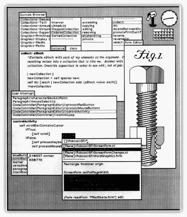 Graficzny, okienkowy interfejs Xeroksa Alto. Czarny ekran DOS-u pojawił się osiem lat później (Fot. Crismonblog.org)