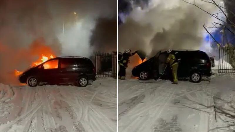 Pożar samochodu w Kalinówce koło Lublina | fot. czytelnik Sławomir