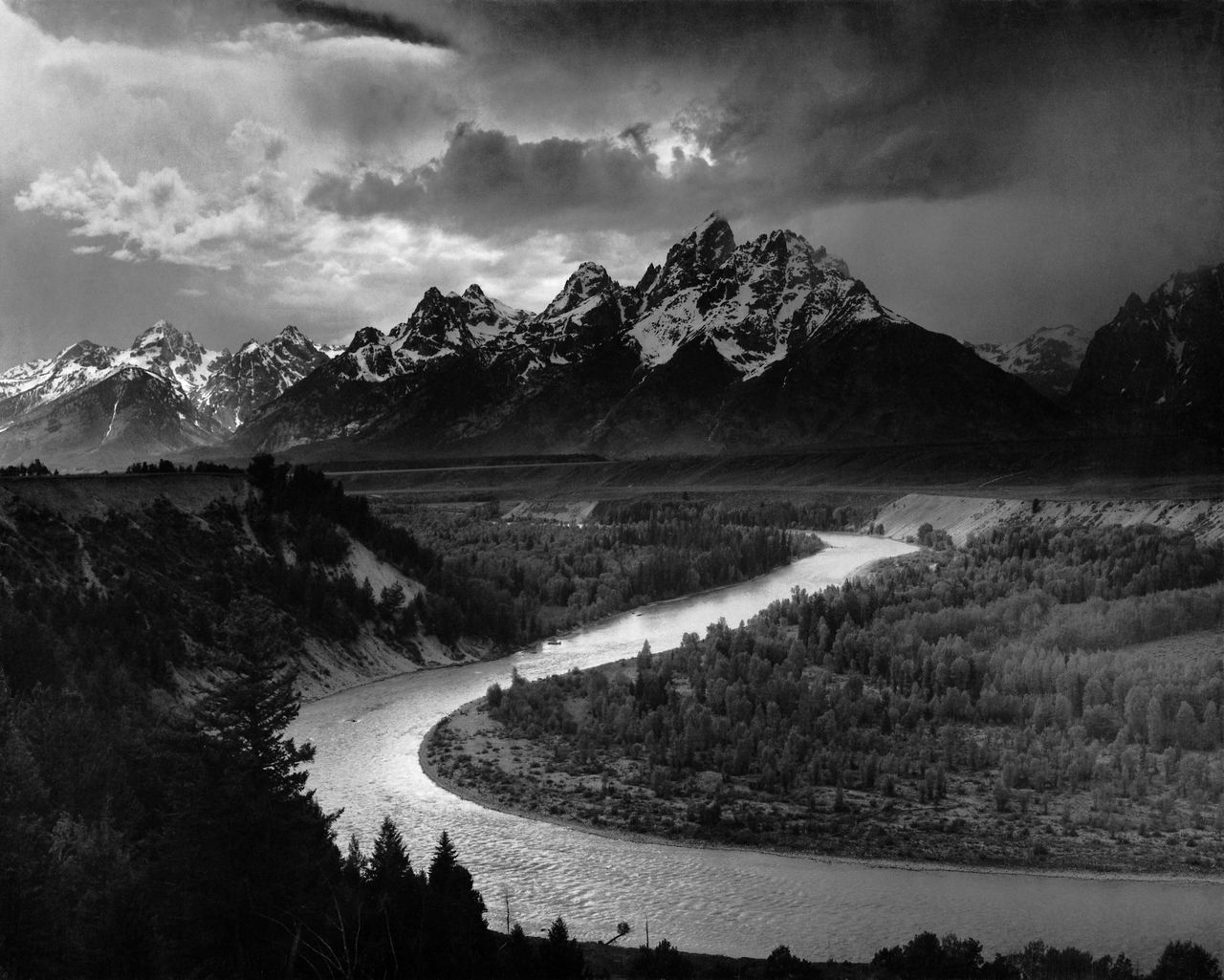 Zdjęcie "The Tetons and the Snake River" autorstwa Ansela Adamsa.