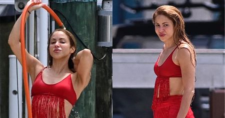 Shakira w bikini z frędzlami POLEWA SIĘ WODĄ i STROI MINY nad oceanem (ZDJĘCIA)