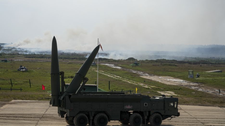 MOSCOW, RUSSIA - AUGUST 17: A  Iskander-M missile launcher performs during the International Military-Technical Forum "Army 2022" at Kubinka military training ground in Moscow, Russia on August 17, 2022. (Photo by Pavel Pavlov/Anadolu Agency via Getty Images)