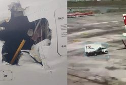 Dramatyczne nagranie z lotniska. Ciężarówka wbiła się w samolot