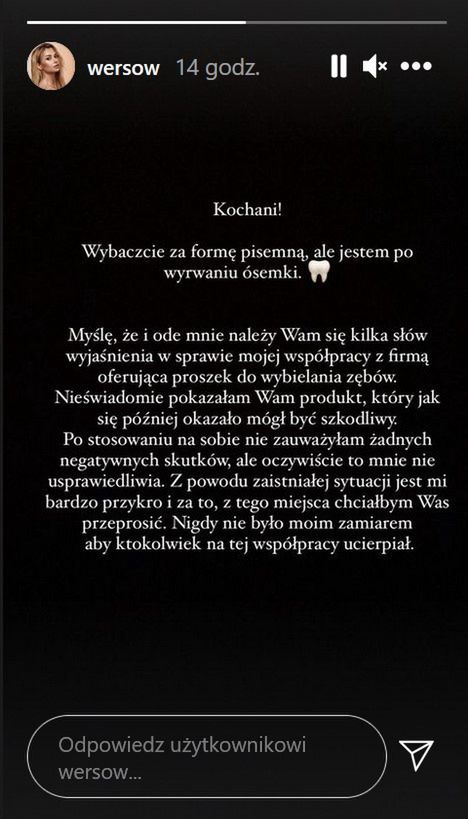 Wersow przeprasza fanów