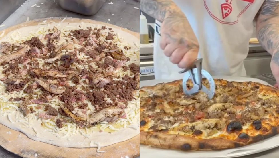 Pizza z mięsem z legwana