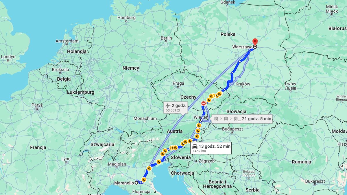 Planowanie trasy w Google Maps