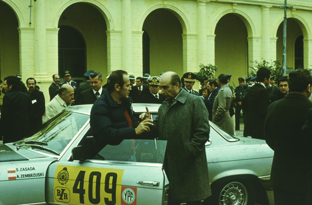 Sobiesław Zasada i Juan Manuel Fangio podczas Vuelta Americana, rok 1978