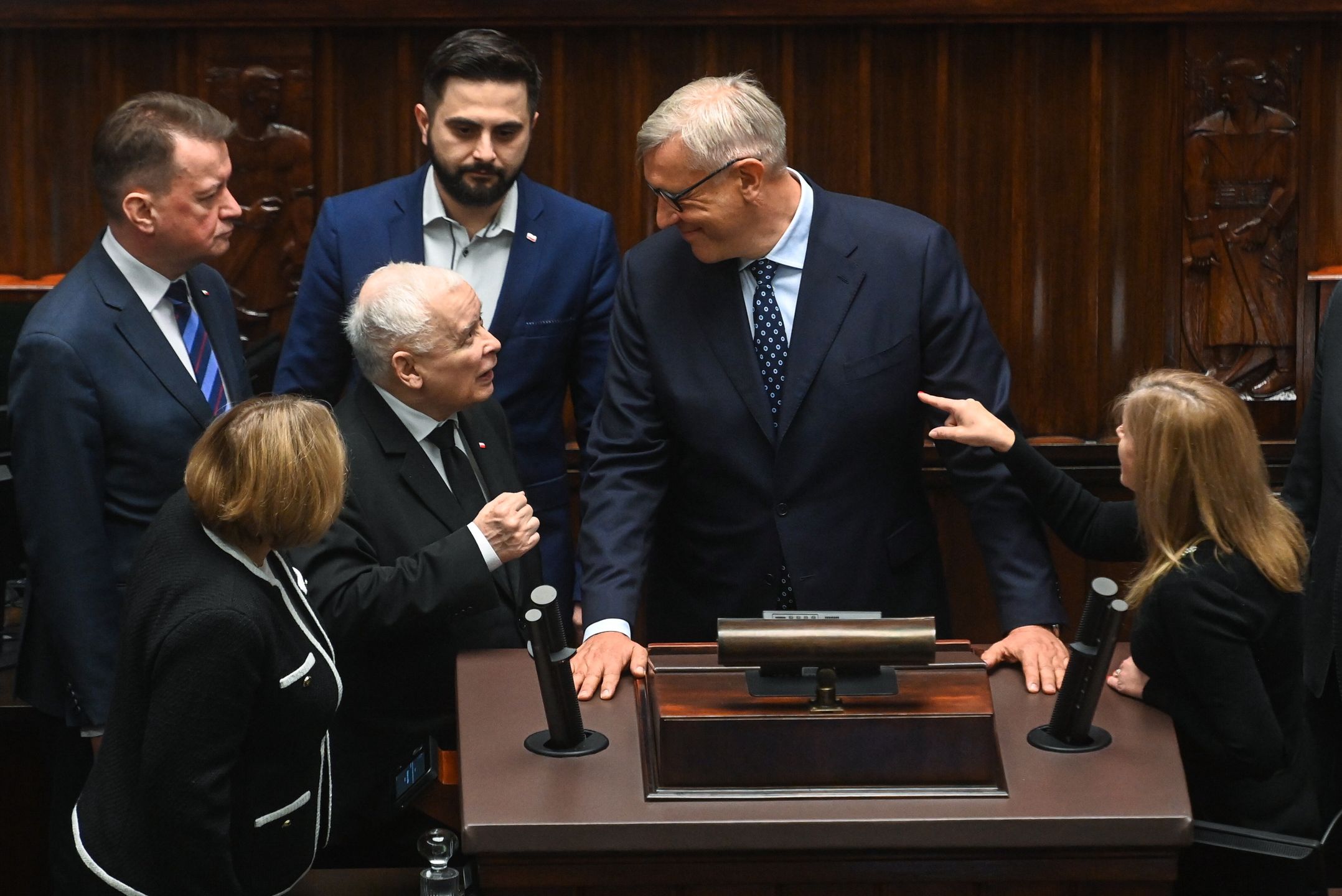 AWantura przy mównicy Sejmu z udziałem posWarszawa, 2.04.2025 r.