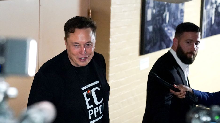 Elon Musk, chief executive officer of Tesla Inc., departs following a meeting with Congressional Republicans at the US Capitol in Washington, DC, US, on Wednesday, March 5, 2025. US President Donald Trump during his joint address to Congress on Tuesday evening touted Musk's work with DOGE, claiming the group has found significant "fraud, waste and theft." Photographer: Allison Robbert/Bloomberg via Getty Images