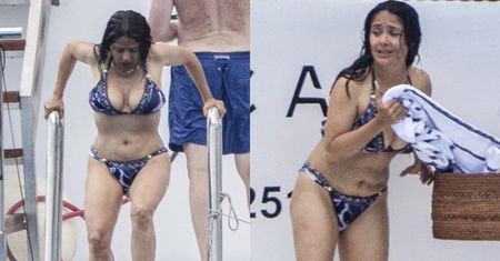 56-letnia Salma Hayek "przyłapana", jak pluska się w wodach Meksyku (ZDJĘCIA)