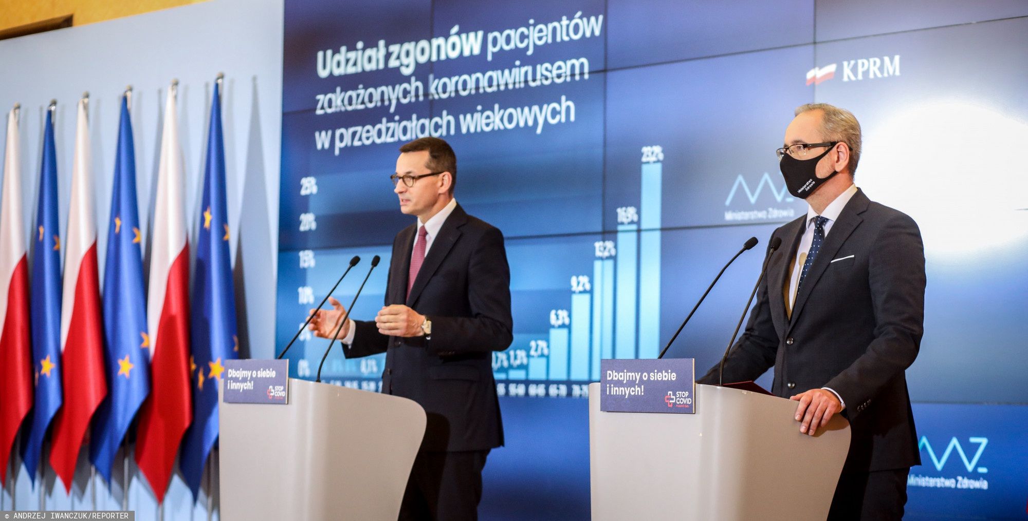 Minister zdrowia Adam Niedzielski i premier Mateusz Morawiecki