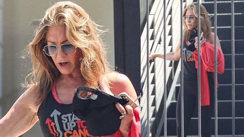 Naturalna i wyraźnie OBOLAŁA Jennifer Aniston wychodzi z zajęć pilatesu. Forma 54-letniej aktorki imponuje? (ZDJĘCIA)