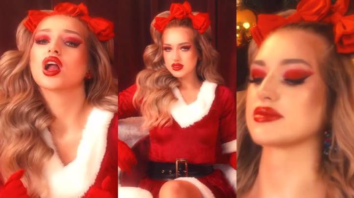 Caroline Derpienski prezentuje zapowiedź świątecznej piosenki