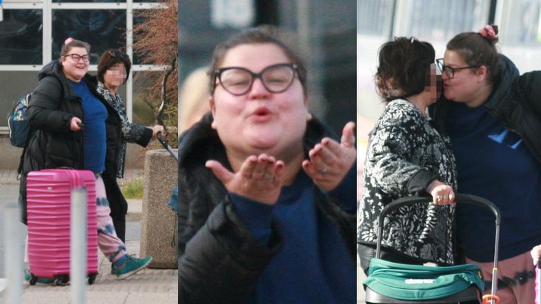 Dominika Gwit z rodziną na gdyńskim dworcu