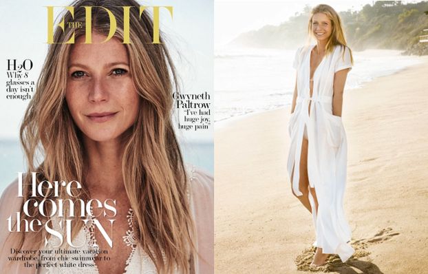 Piegowata Gwyneth Paltrow pozuje na plaży