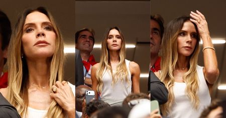 ZNUDZONA Victoria Beckham prawie zasypia na meczu Hiszpanii z Francją (ZDJĘCIA)