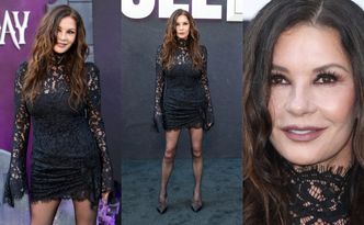 Wygładzona Catherine Zeta-Jones odsłania nogi w "małej czarnej". Wygląda na 56 lat? (ZDJĘCIA)