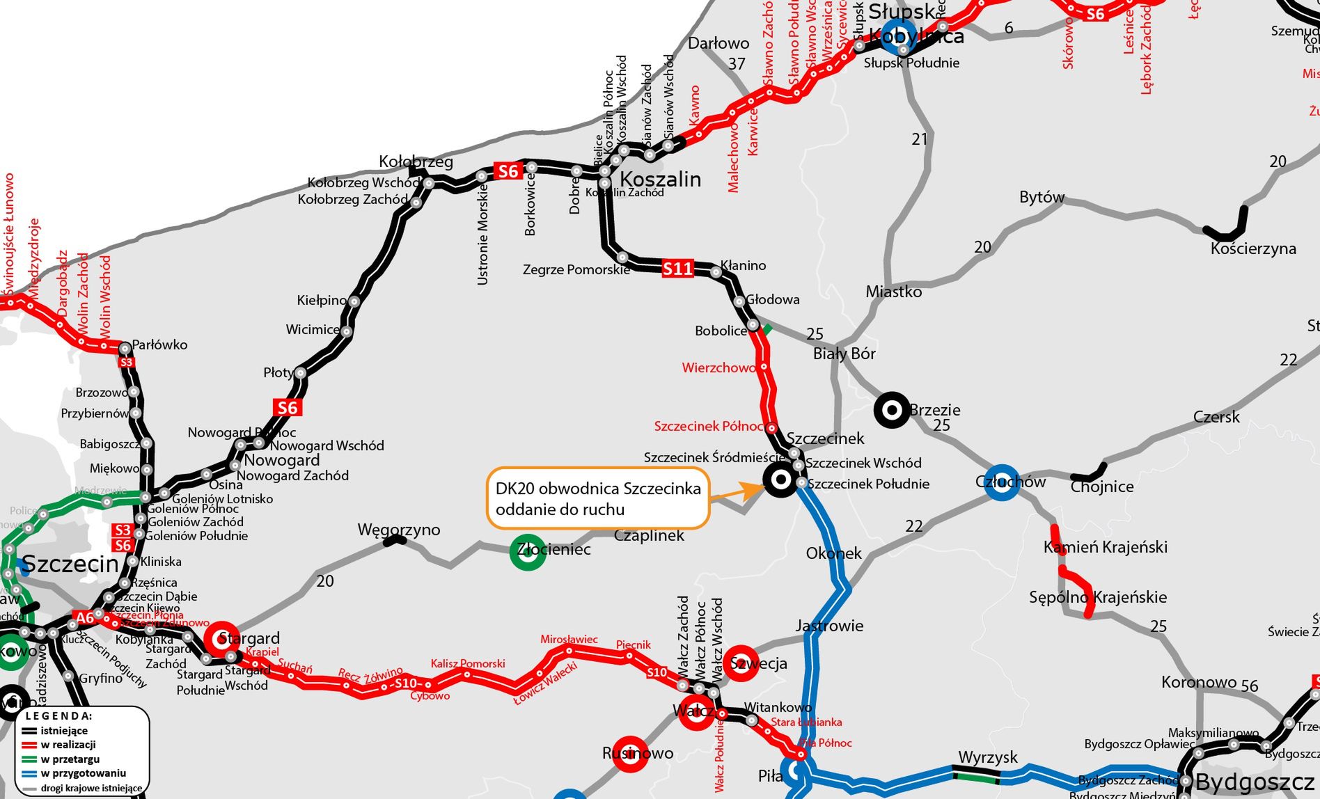 Obwodnica Szczecinka na mapie