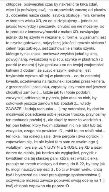 Skandaliczne komentarze "właściciela" restauracji PIU z Bielan Wrocławskich
