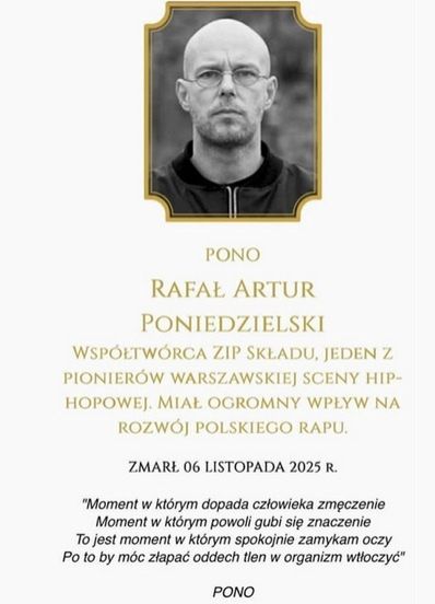 Część nekrologu rapera Pono