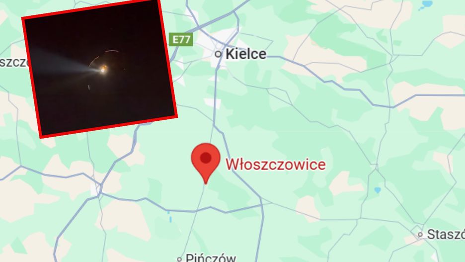 Śmigłowiec na niebie w Świętokrzyskiem
