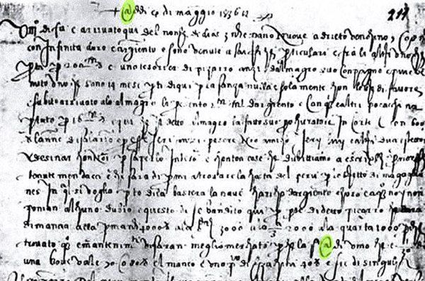 Fragment dokumentu włoskiego kupca Francesco Lapiego