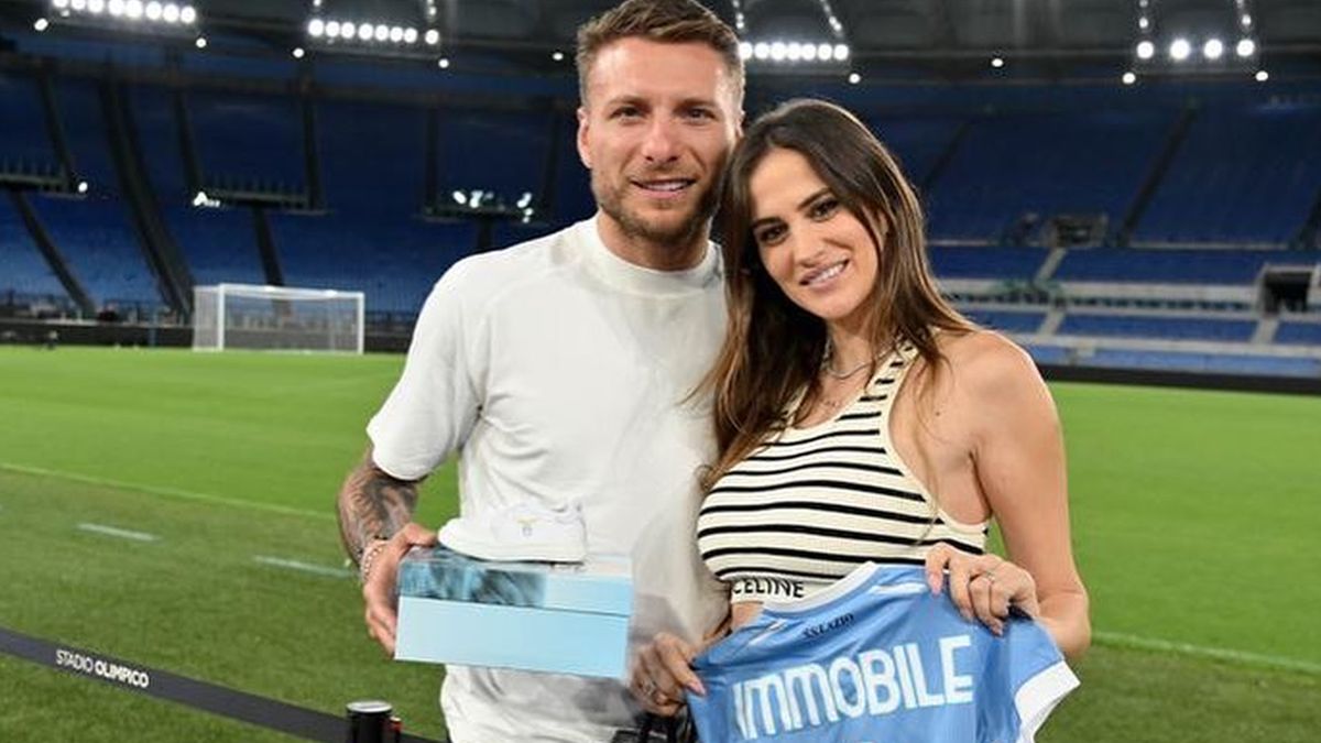 Na zdjęciu Ciro Immobile z żoną Jessicą