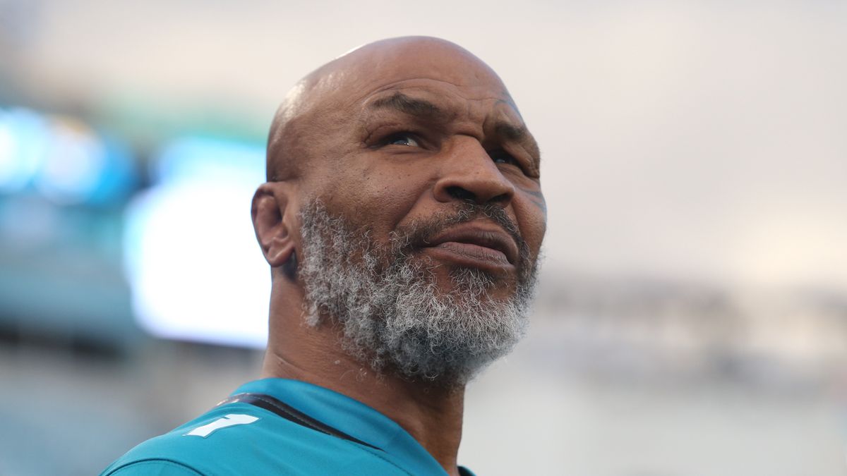 JACKSONVILLE, FL - SEPTEMBER 19: Former boxing champion Mike Tyson looks on during the game between the Tennessee Titans and the Jacksonville Jaguars on September 19, 2019 at TIAA Bank Field in Jacksonville, Fl.(Photo by David Rosenblum/Icon Sportswire via Getty Images)