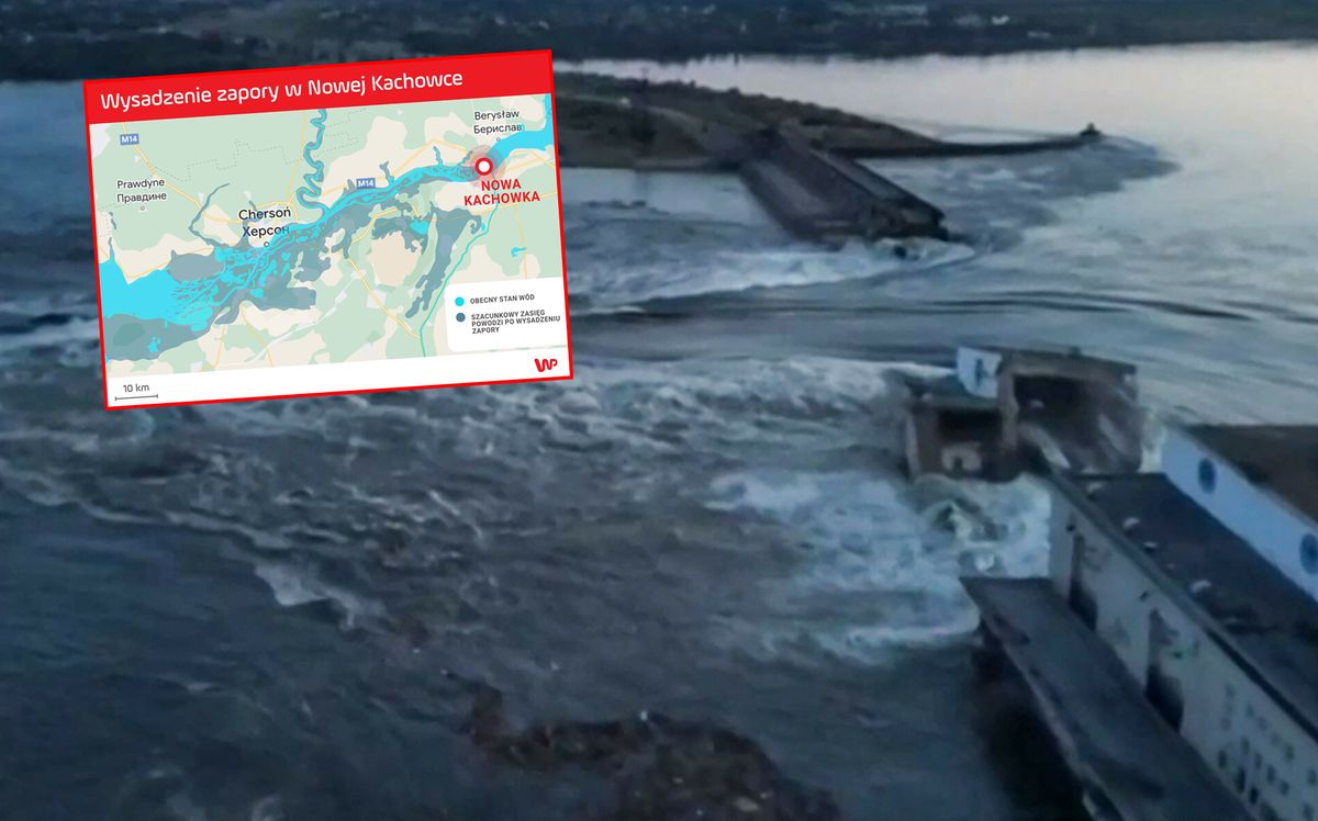 Zapora Nowa Kachowka została zniszczona. Powódź, którą wywołał atak, jest na rękę rosyjskim dowódcom